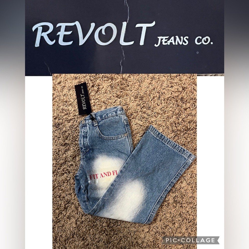 Revolt Jeans Classic Blue with White Accents